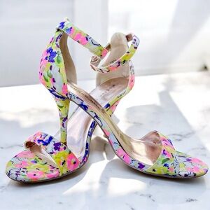Madden Girl “DARRLIN” Neon Pink, Yellow, Purple & Green Floral Print High Heels